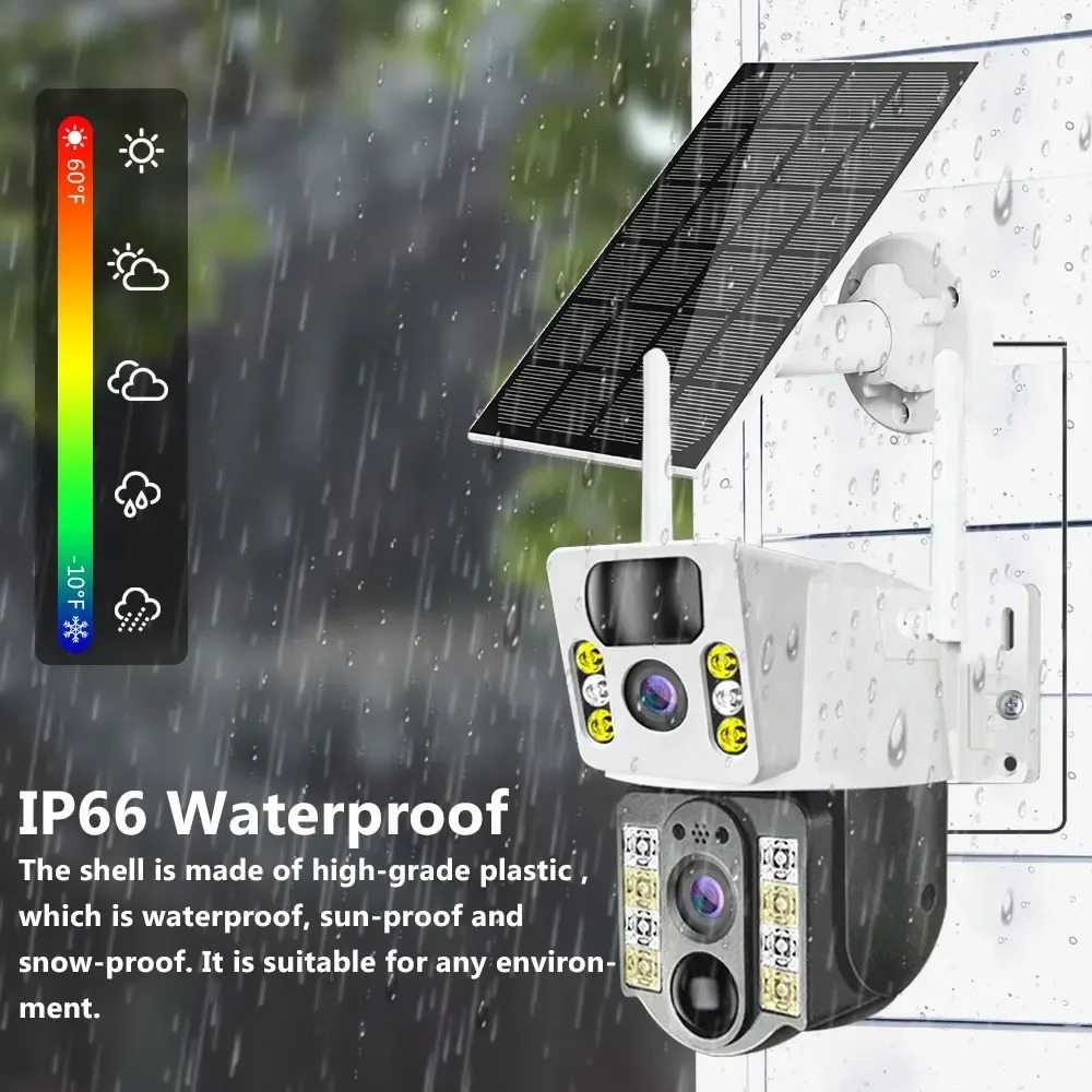 Cámara Seguridad Solar 4G SIM Doble Lente Finca Visión Nocturna V380