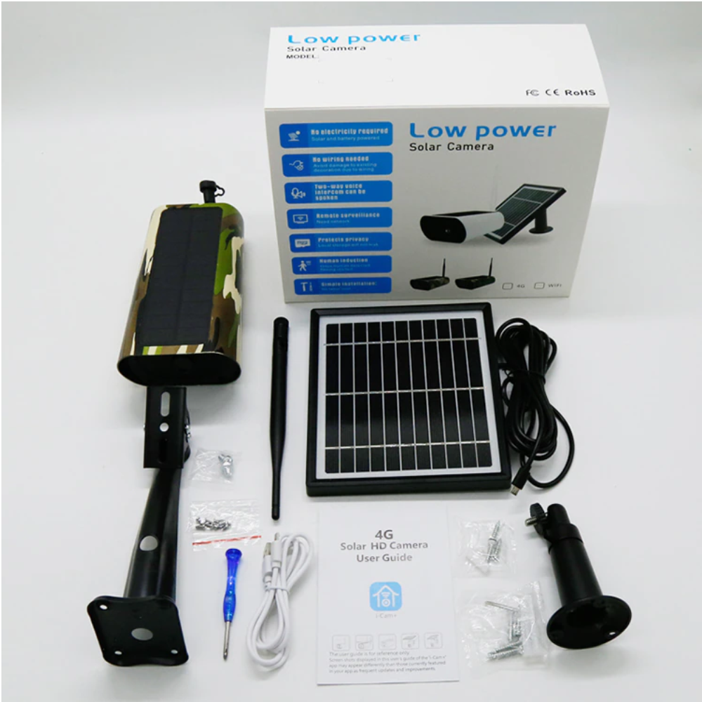 Cámara Seguridad Solar WiFi Exterior 1080P Batería PIR Audio IP67