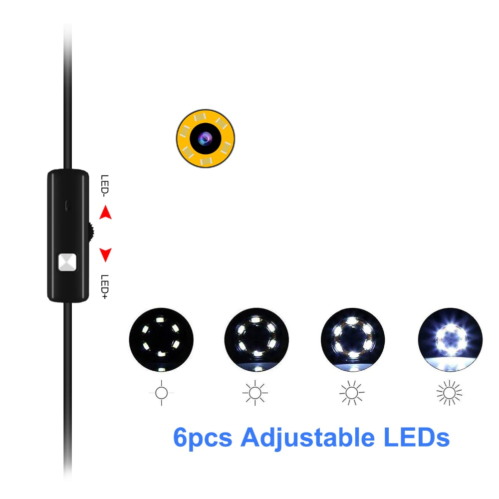 Cámara Endoscopio Celular Android PC USB 6 Led Cable 5 Metros IP67