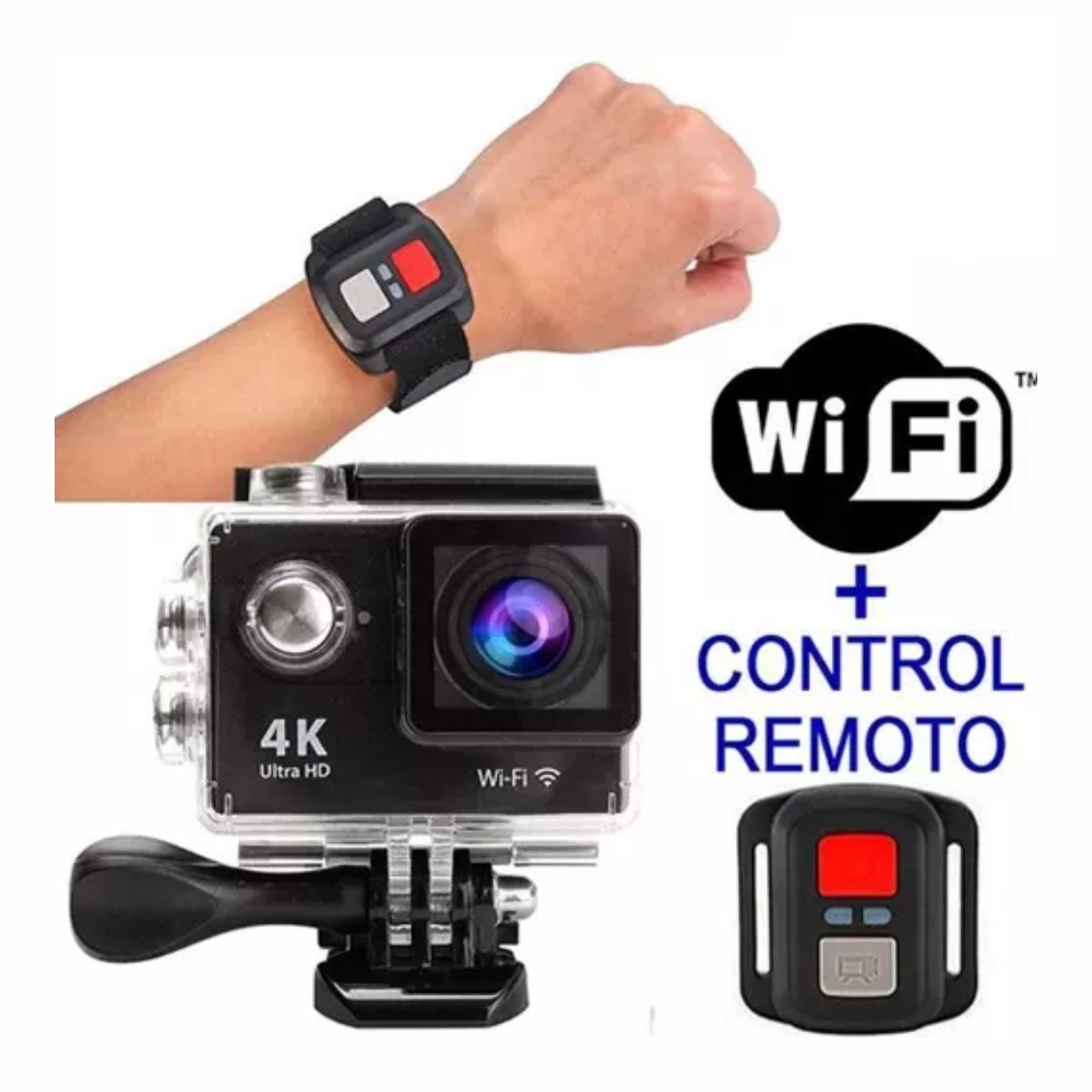 Cámara Deportiva Impermeable WiFi Control Remoto Batería Adicional HD