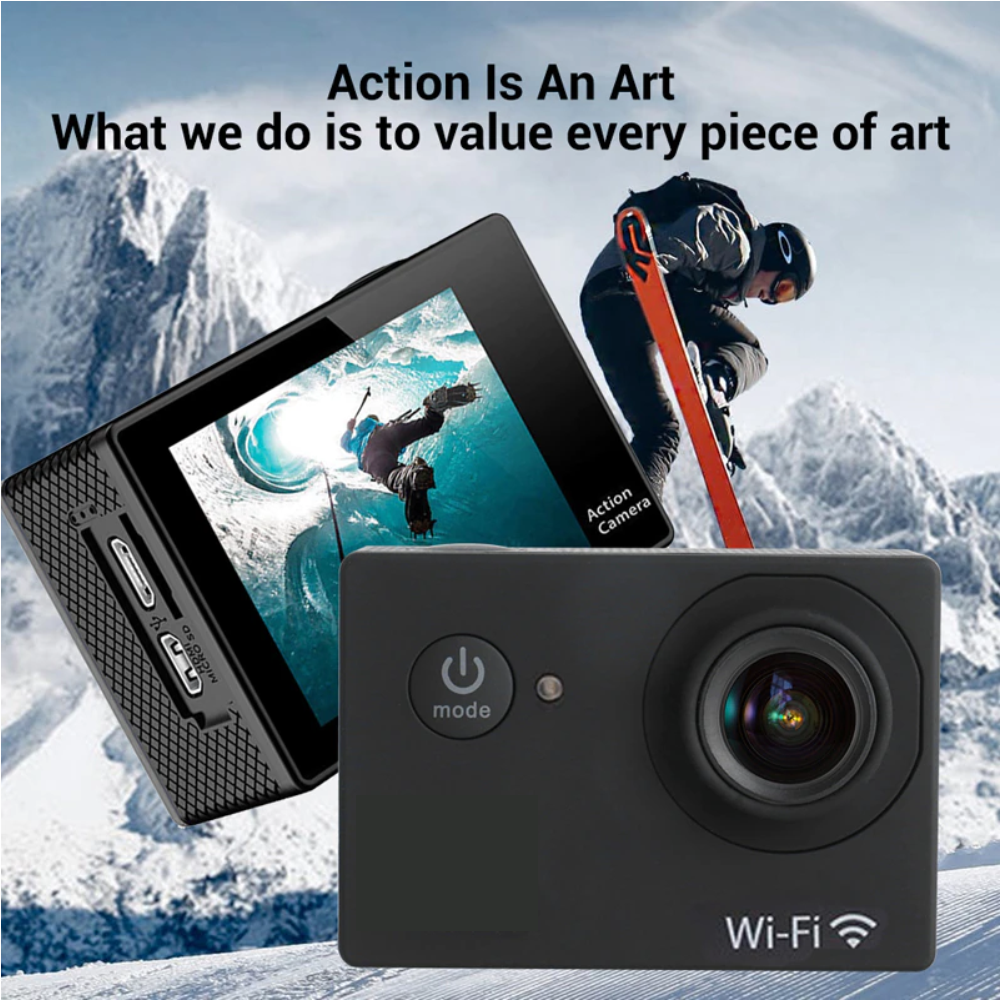 Cámara Deportiva Impermeable WiFi Control Remoto Batería Adicional HD