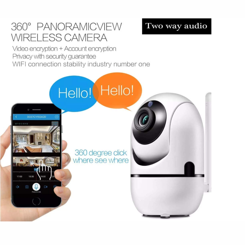 Cámara Seguridad WiFi Inalámbrica 1080P Visión Nocturna Audio Micro SD