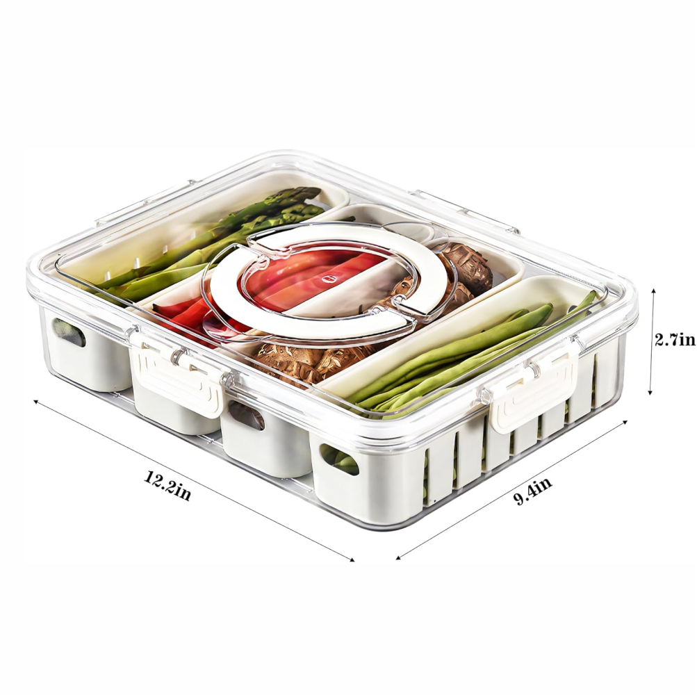 Contenedor Organizador Frutas Verduras 4 Divisiones Tapa Hermética