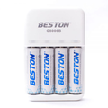 Cargador Pilas AA Beston 4 Baterías Recargables Protección Temperatura
