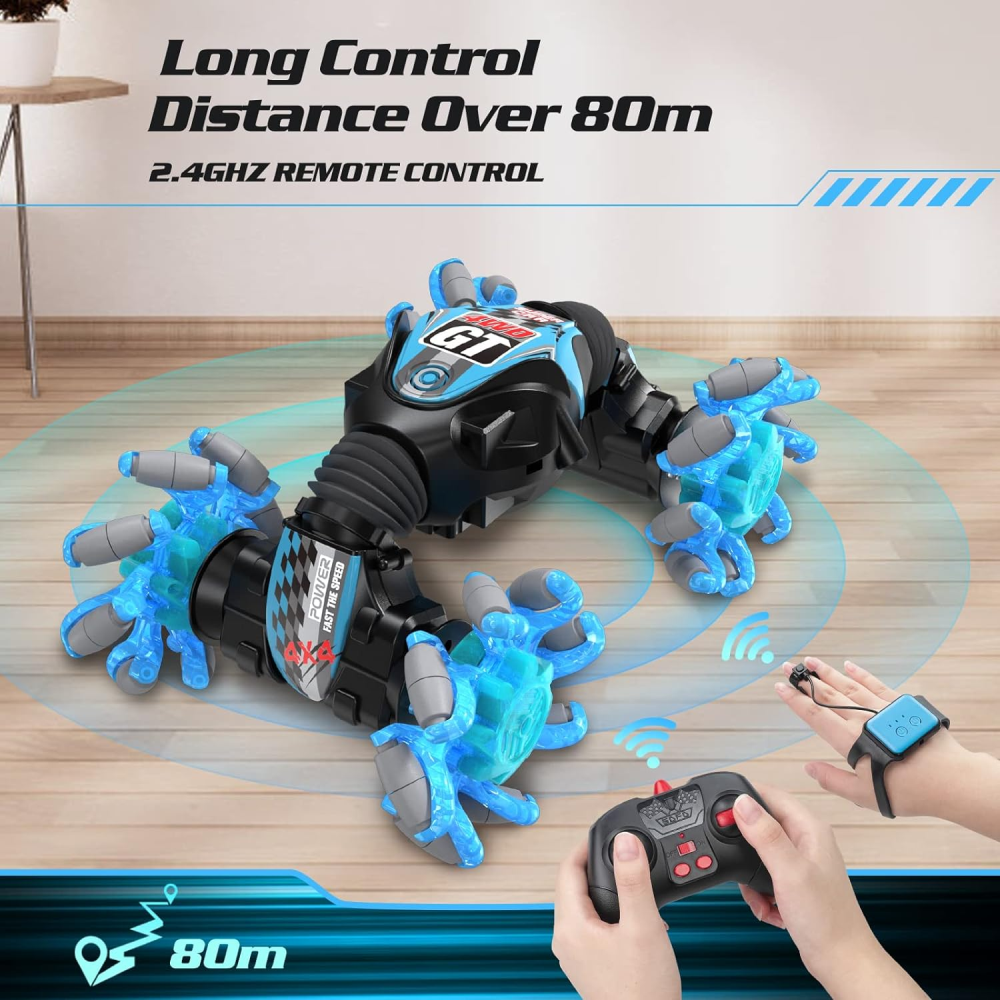 Carro Control Remoto Acrobacias Control Gestos Reloj Luces LED 360