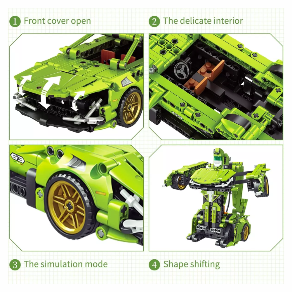Bloques Construcción Carro Robot 2x1 Transformable 721 Piezas Armable