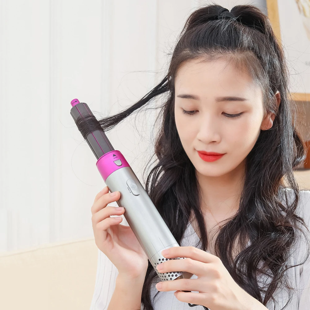 Cepillo Secador Alisador 5x1 Leman Hot Air Styler Iónico Rizador 1000W