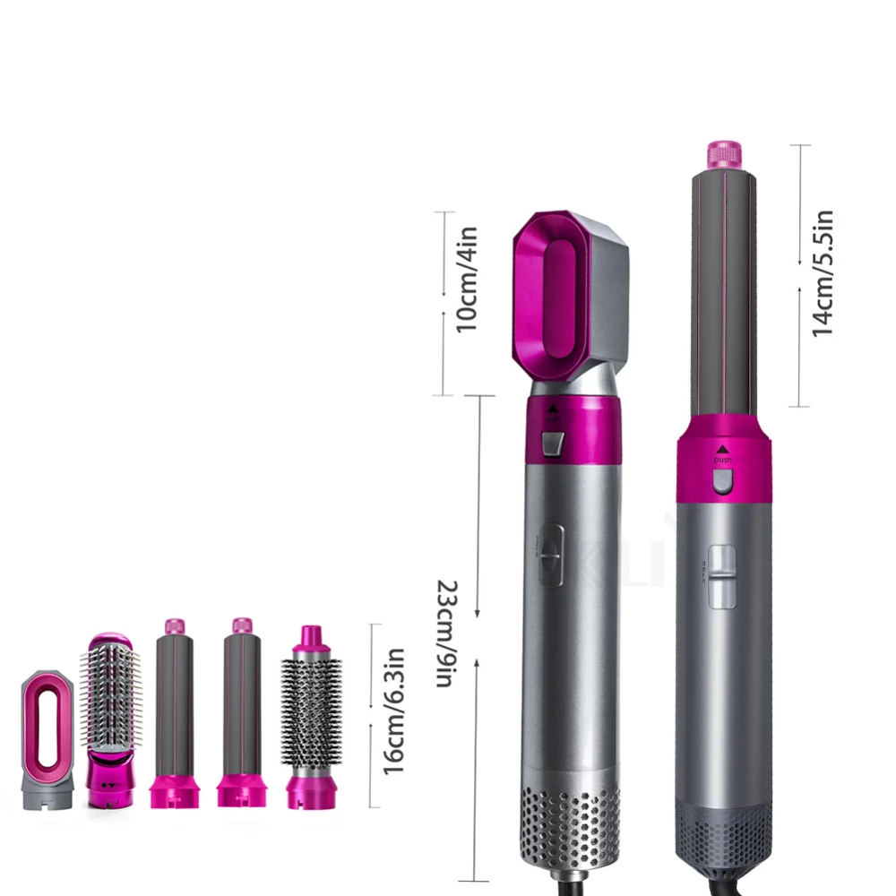 Cepillo Secador Alisador 5x1 Leman Hot Air Styler Iónico Rizador 1000W