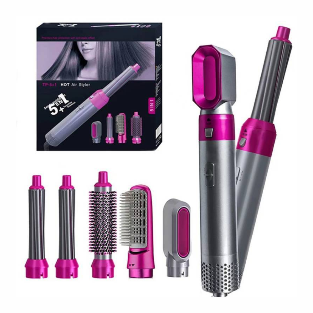 Cepillo Secador Alisador 5x1 Leman Hot Air Styler Iónico Rizador 1000W