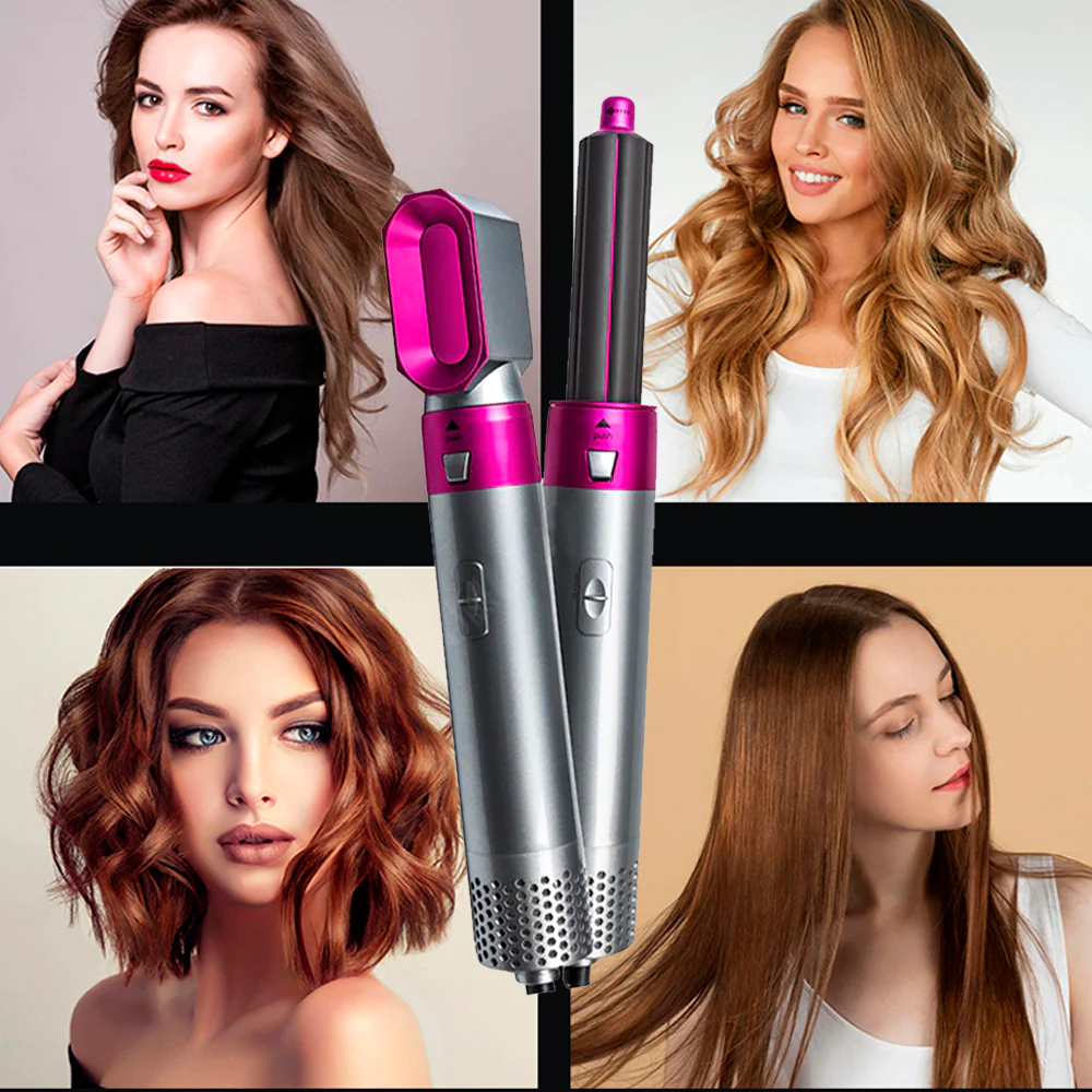Cepillo Secador Alisador 5x1 Leman Hot Air Styler Iónico Rizador 1000W