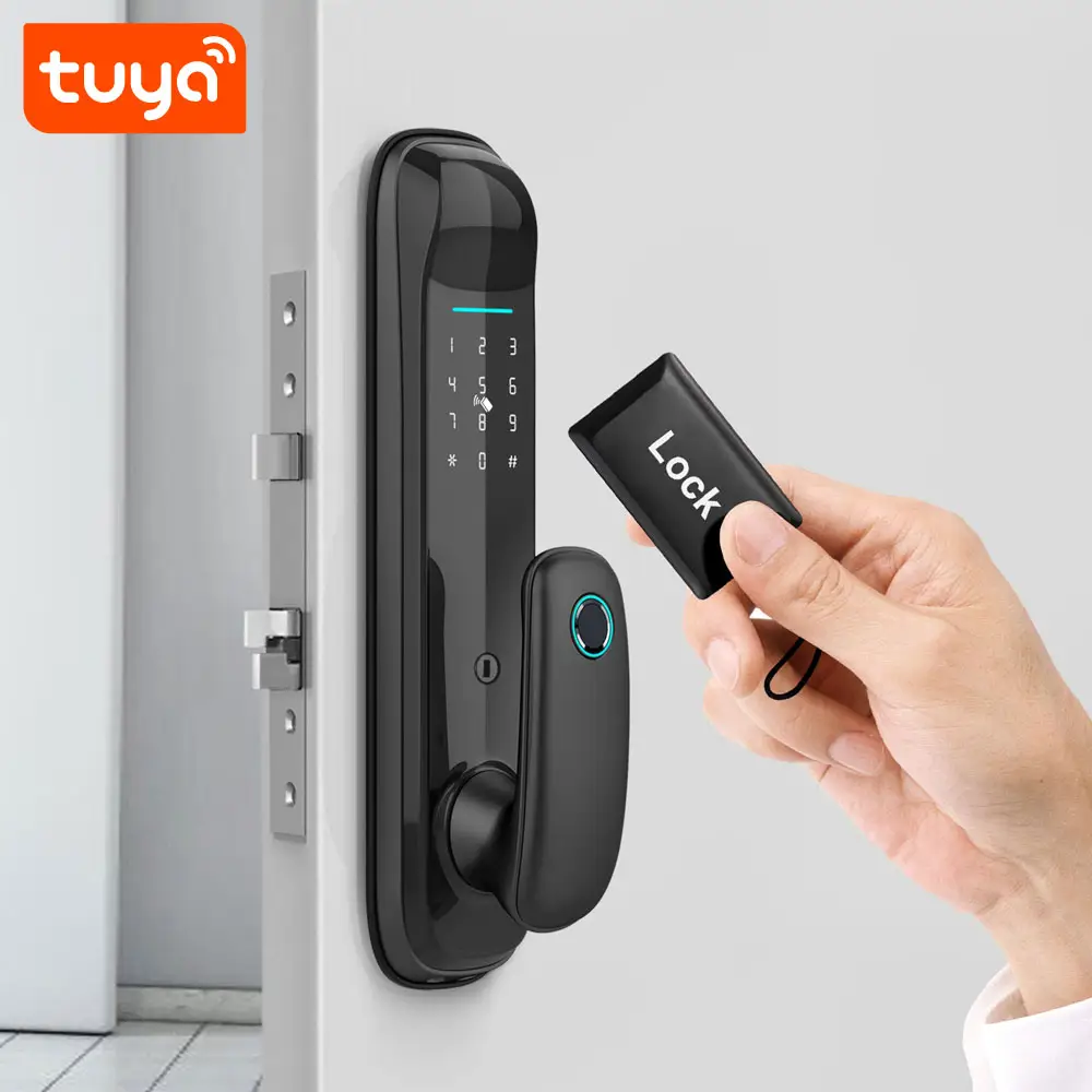Cerradura Inteligente WiFi Huella Tarjeta Contraseña Tuya HR16 Puerta
