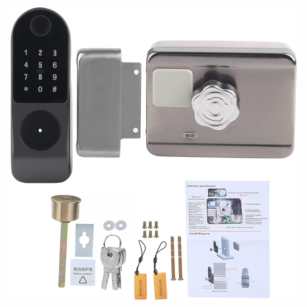 Cerradura Inteligente Digital Contraseña Tarjeta Llave Aluminio Gris