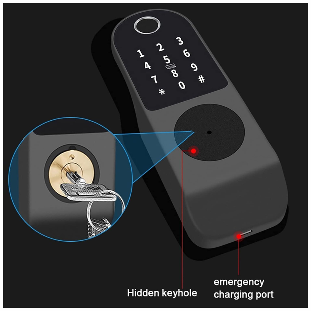 Cerradura Inteligente Digital Contraseña Tarjeta Llave Aluminio Gris