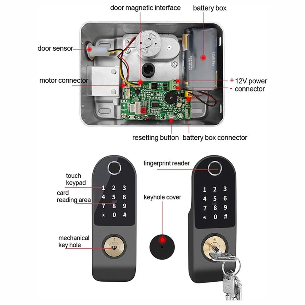 Cerradura Inteligente Digital Contraseña Tarjeta Llave Aluminio Gris