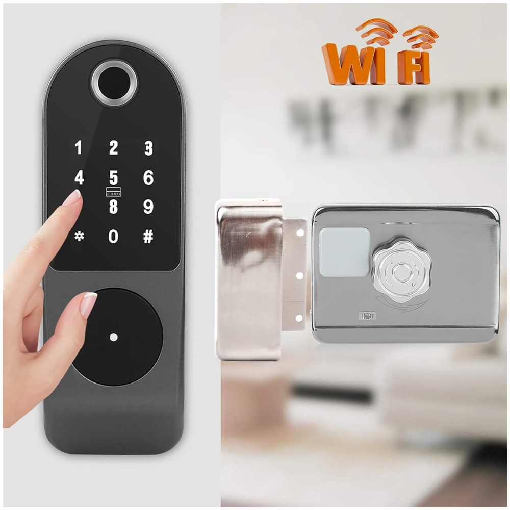 Cerradura Inteligente Digital Contraseña Tarjeta Llave Aluminio Gris