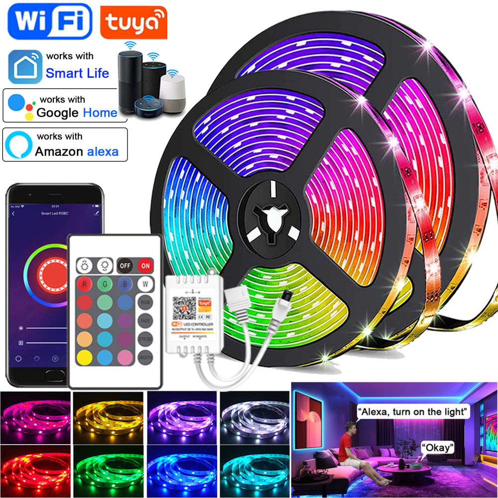 Tira Luces LED RGB 10 Metros WiFi Alexa Google Música Smart Life 110V