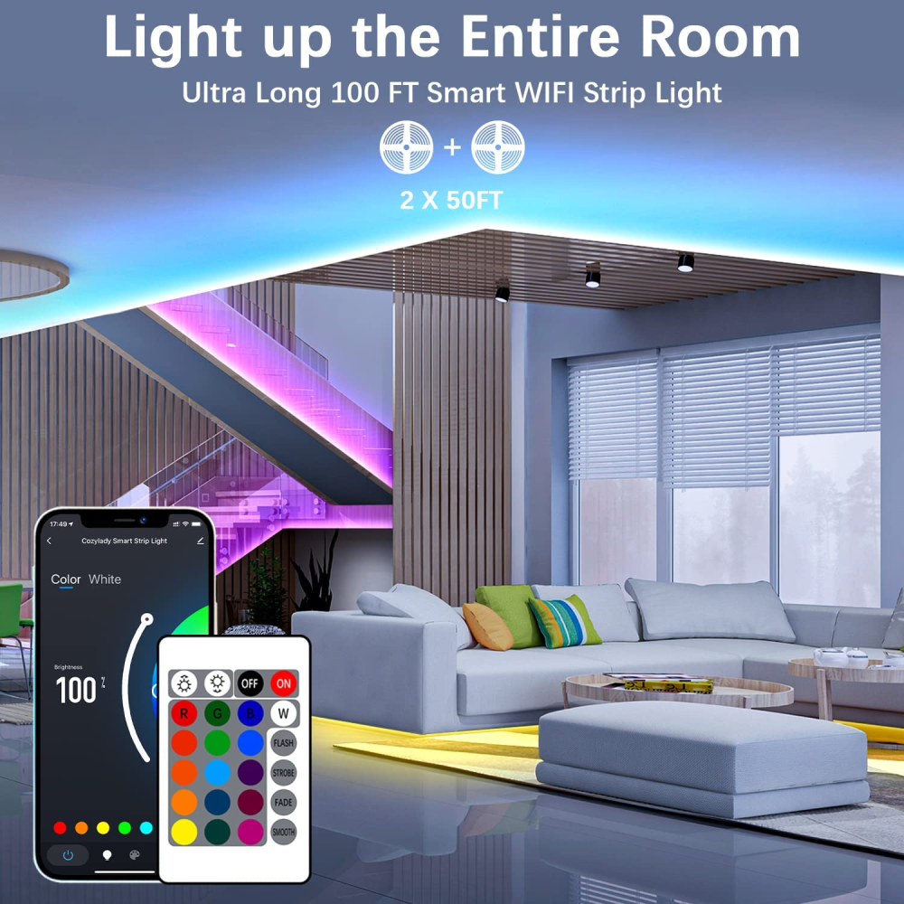 Tira Luces LED RGB 10 Metros WiFi Alexa Google Música Smart Life 110V
