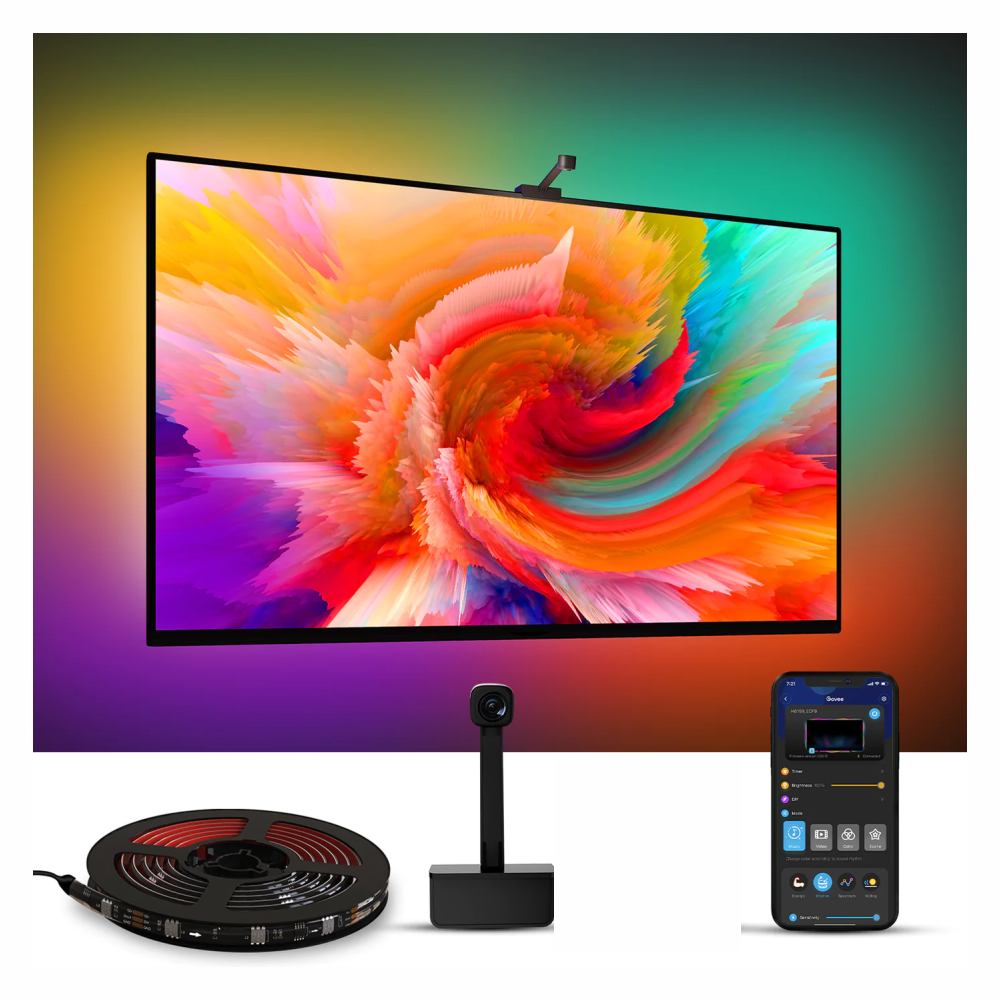 Tira LED TV RGBIC Cámara Sincronización Pantalla 55 65 Pulgadas Alexa