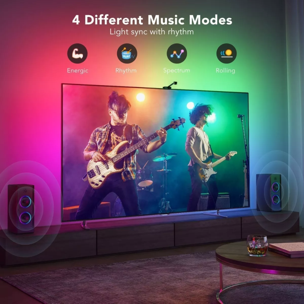 Tira LED TV RGBIC Cámara Sincronización Pantalla 55 65 Pulgadas Alexa