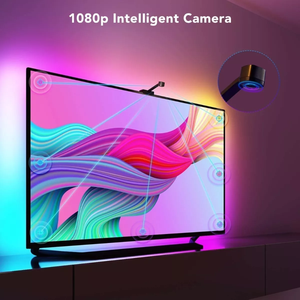 Tira LED TV RGBIC Cámara Sincronización Pantalla 55 65 Pulgadas Alexa
