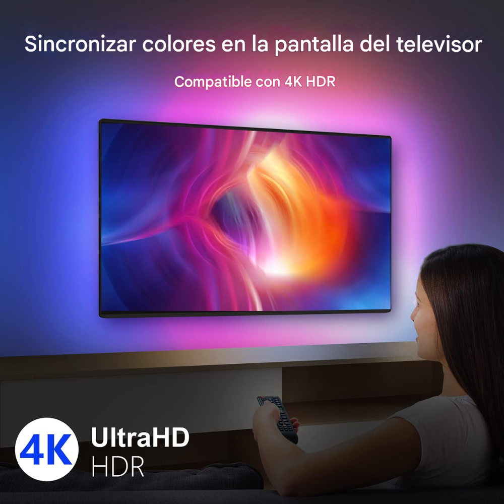 Cinta LED TV Sincronizada HDMI 2.0 Ambilight App 55 65 Pulgadas RGB