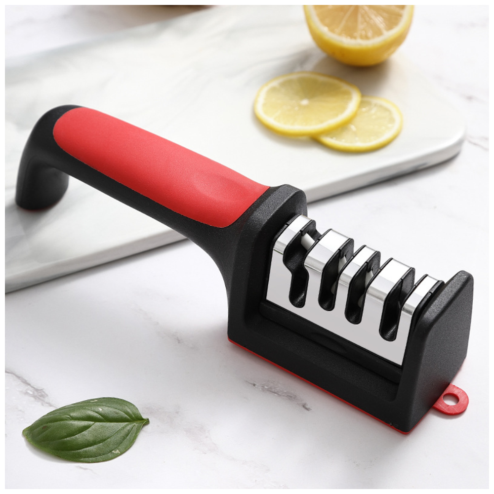 Combo Afilador Cuchillos 3 Etapas Cuchillo 22 Cm Pelapapas Cerámica
