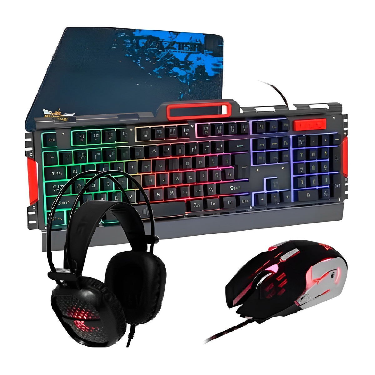 Combo Gamer K58 Teclado Retroiluminado Mouse Audífonos Pad 4x1 PC