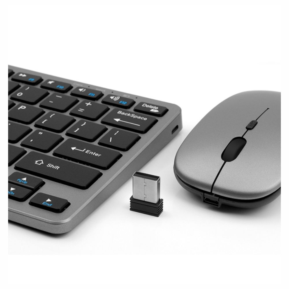 Combo Teclado Mouse Inalámbrico Bluetooth 2.4GHz Recargable Tipo C