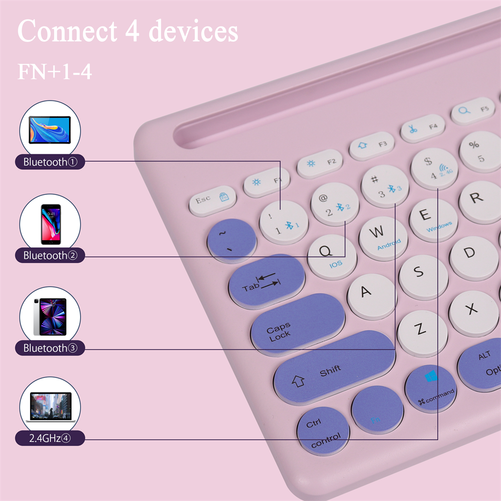 Combo Teclado Mouse Inalámbrico Bluetooth 2.4GHz Recargable Tipo C