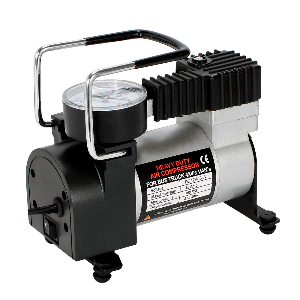 Compresor Aire 12V Portátil 150 PSI Manómetro Carro Moto Bicicleta