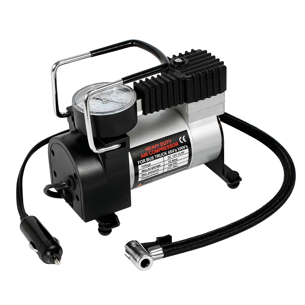 Compresor Aire 12V Portátil 150 PSI Manómetro Carro Moto Bicicleta
