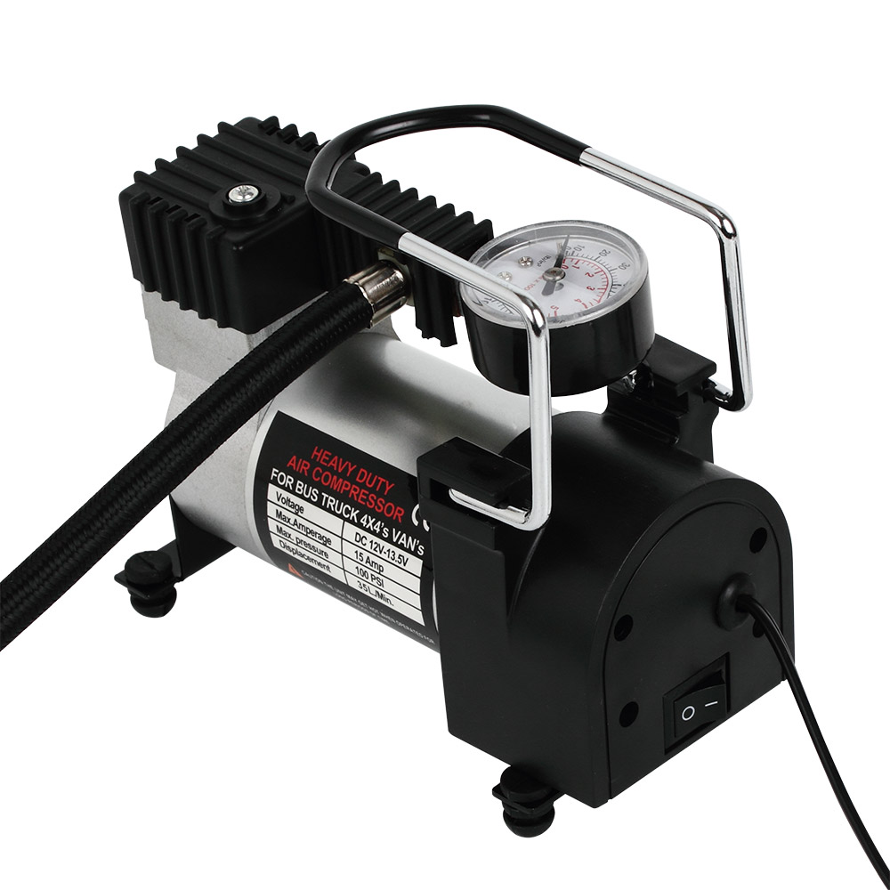 Compresor Aire 12V Portátil 150 PSI Manómetro Carro Moto Bicicleta