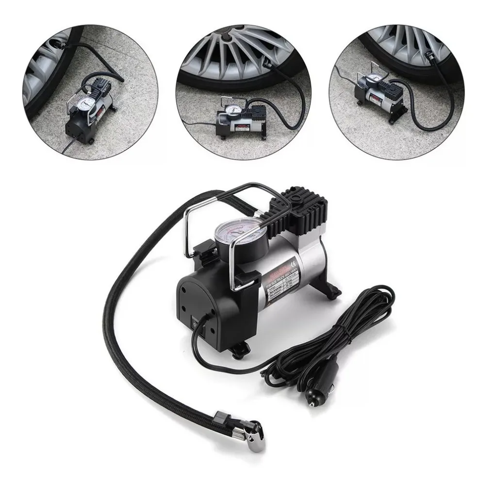 Compresor Aire 12V Portátil 150 PSI Manómetro Carro Moto Bicicleta