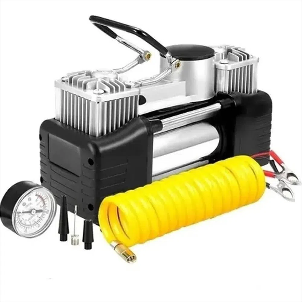 Compresor Aire Portátil 2 Cilindros 12V 150 PSI Pinzas Batería Bolso