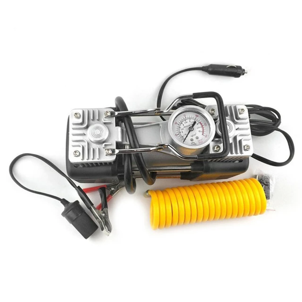 Compresor Aire Portátil 2 Cilindros 12V 150 PSI Pinzas Batería Bolso