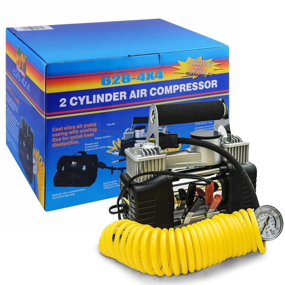 Compresor Aire Portátil 2 Cilindros 12V 150 PSI Pinzas Batería Bolso