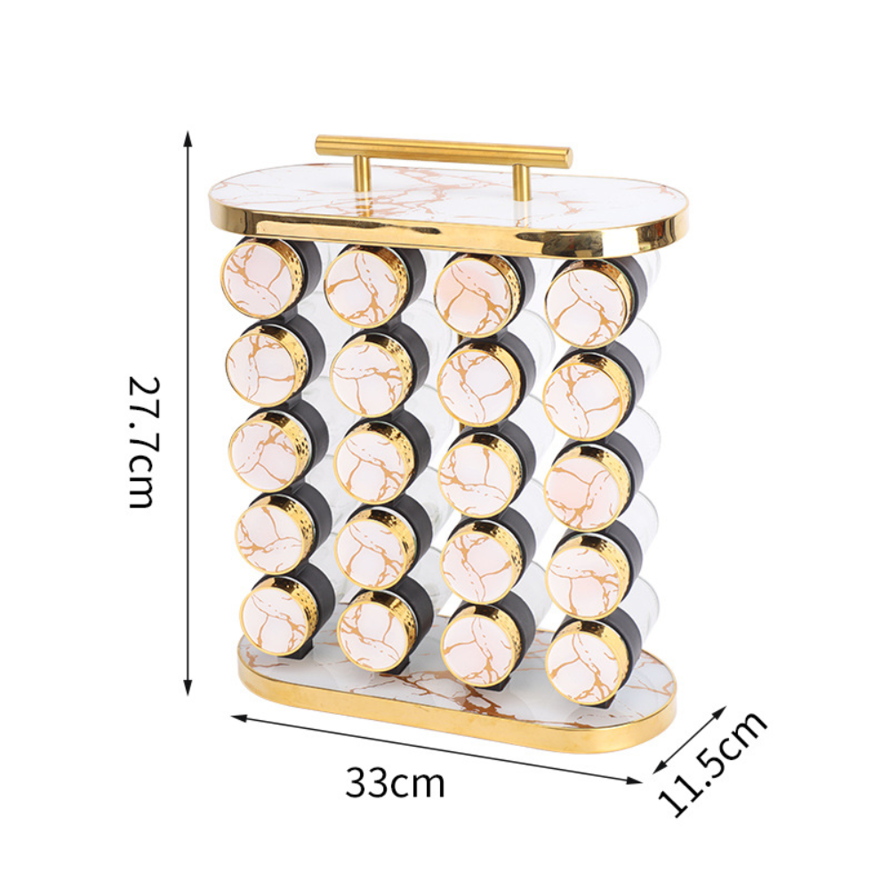 Especiero Giratorio 16 Frascos Vidrio Organizador Cocina Tapa Mármol
