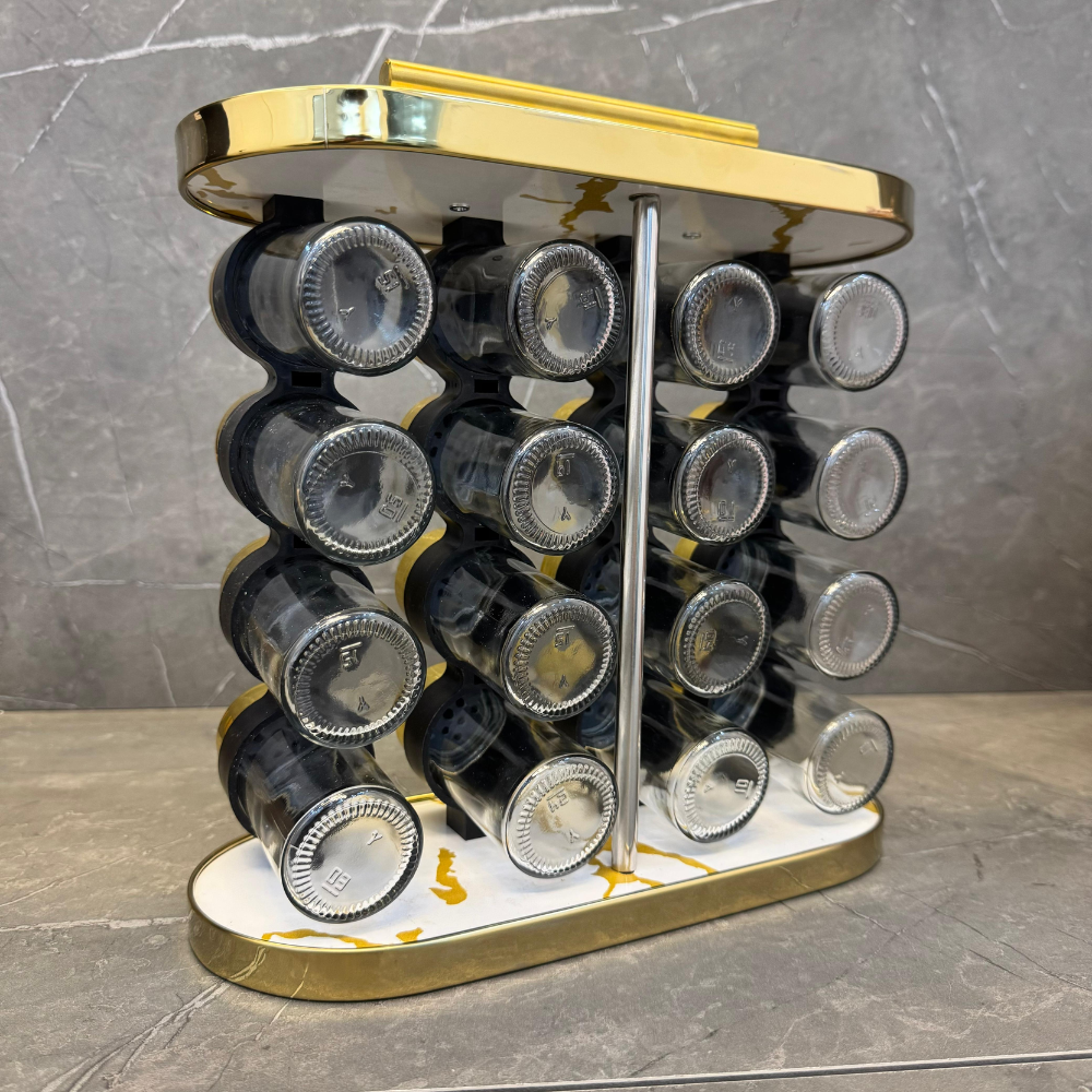 Especiero Giratorio 16 Frascos Vidrio Organizador Cocina Tapa Mármol