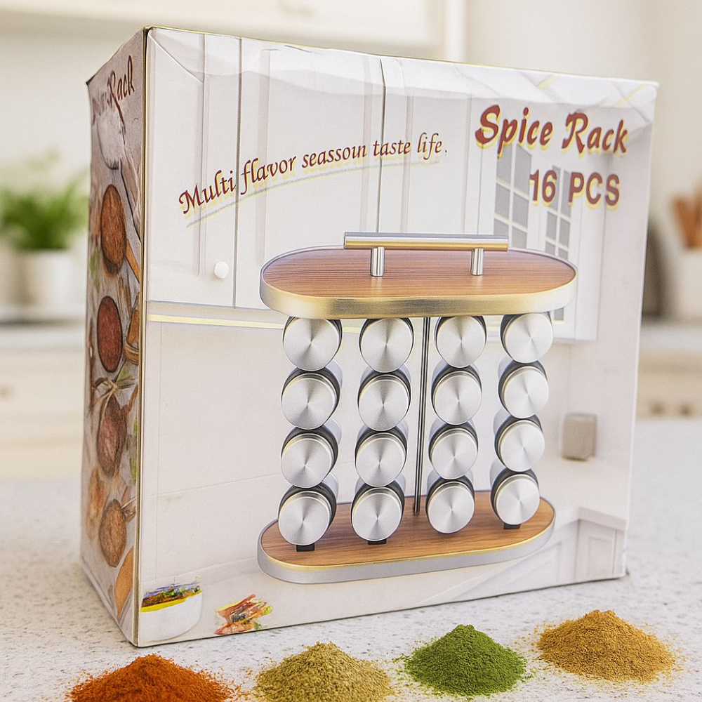Especiero Giratorio 16 Frascos Vidrio Organizador Cocina Tapa Mármol