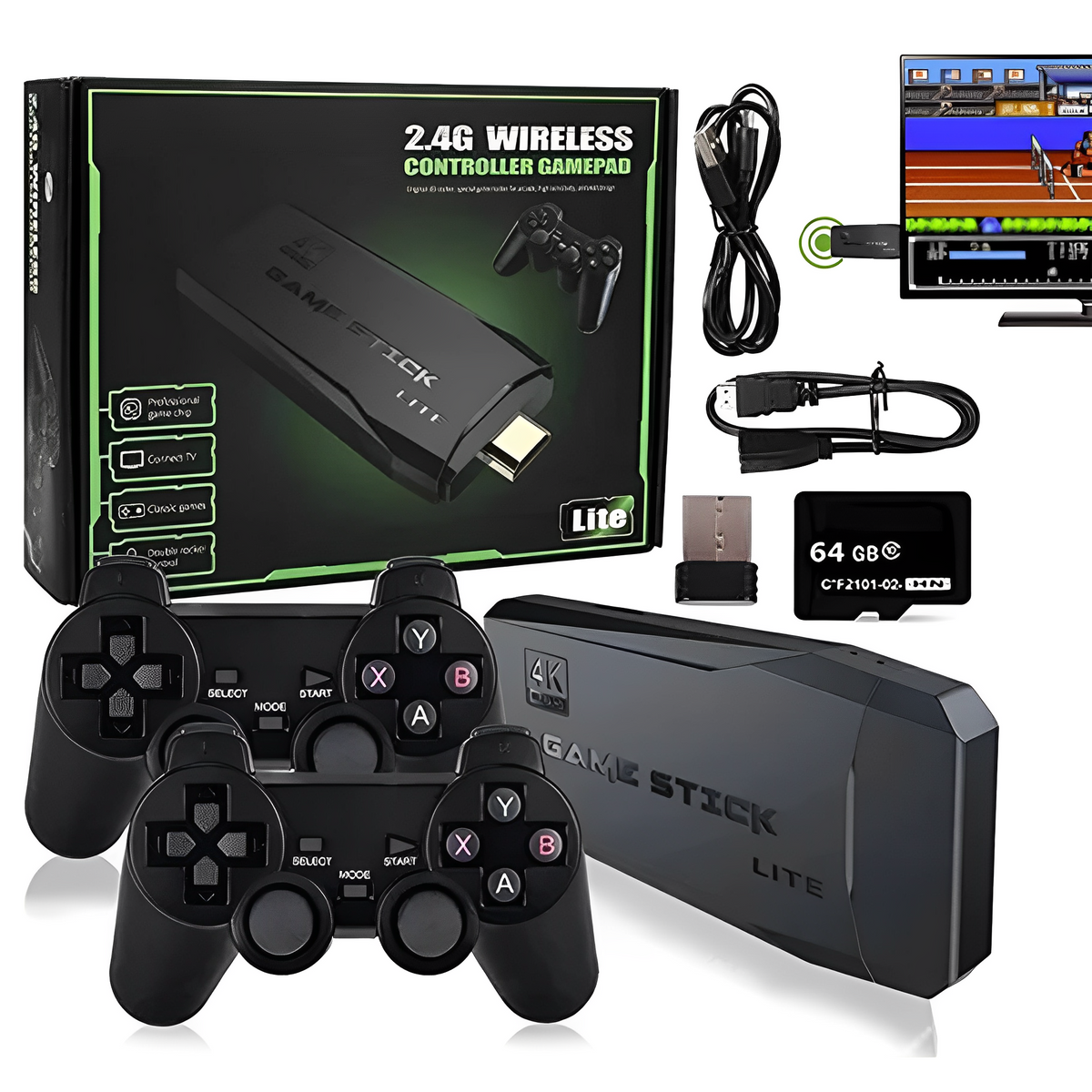 Consola Game Stick Lite 4K 10000 Juegos Retro 64GB 2 Controles HDMI