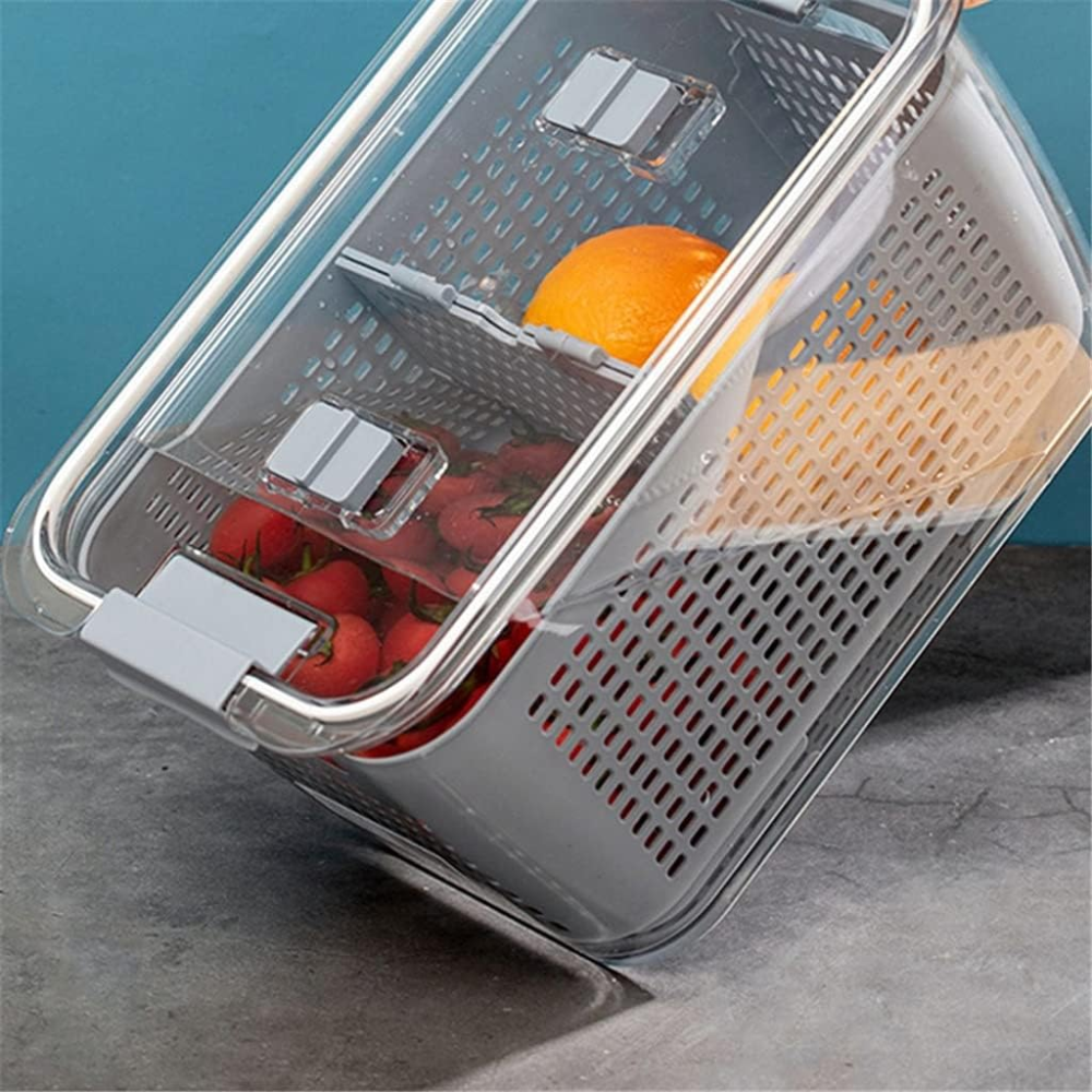 Contenedor Nevera Frutas Verduras Ventilación Organizador Mediano Tapa