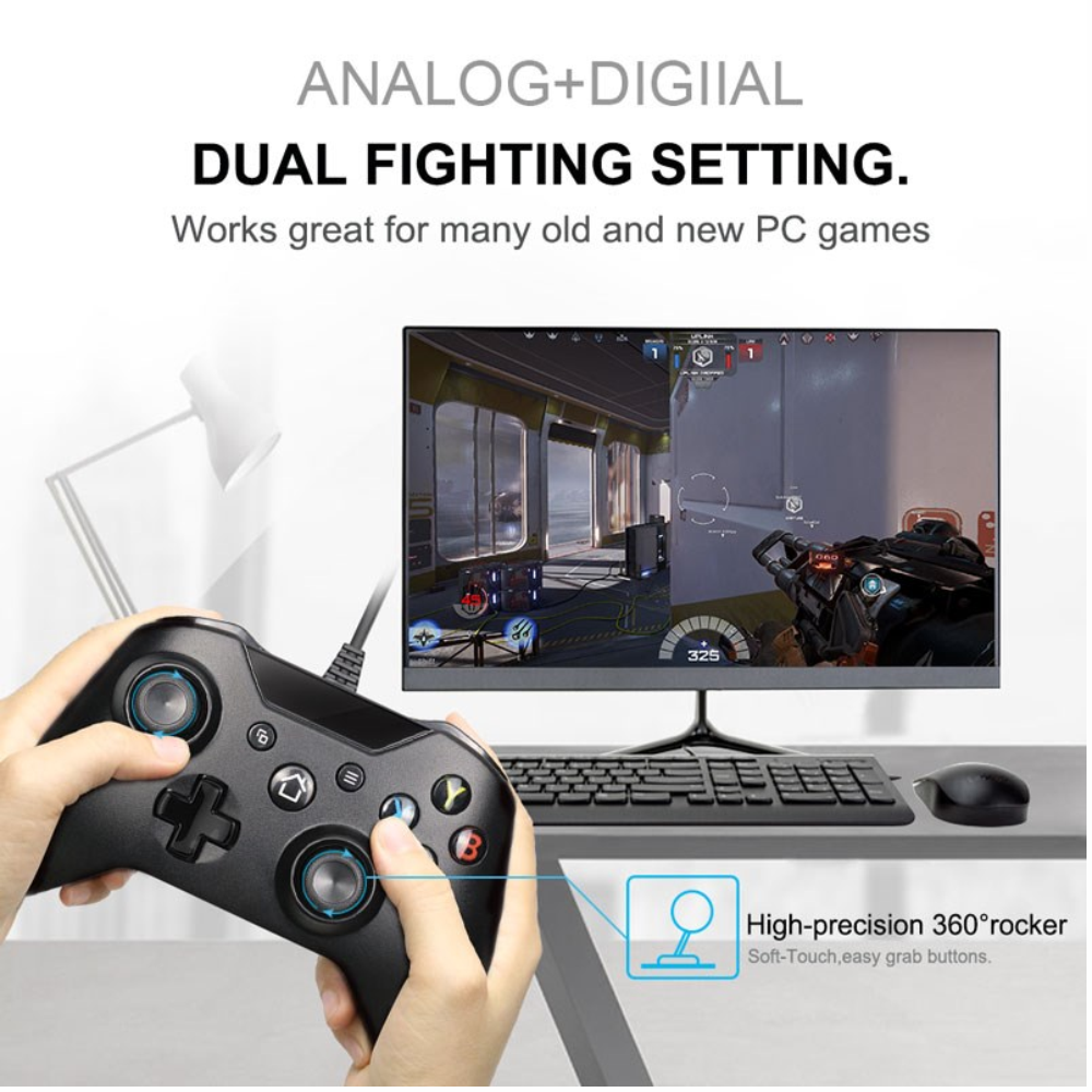 Control Alámbrico Compatible Xbox One PC Windows Vibración USB