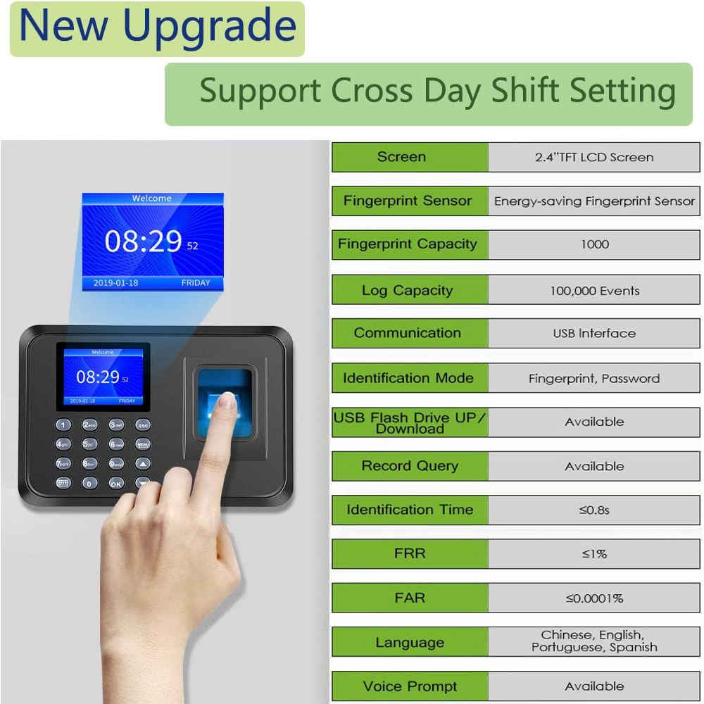 Reloj Control Asistencia Huella Biométrico Empleados USB Reportes