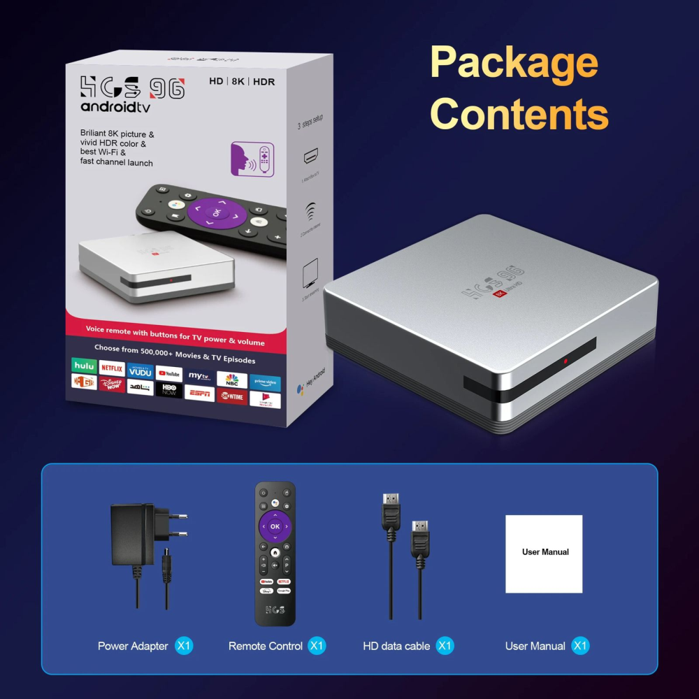 TV Box Android 13 4K HDR 4GB 64GB Convertidor Smart TV Control Voz