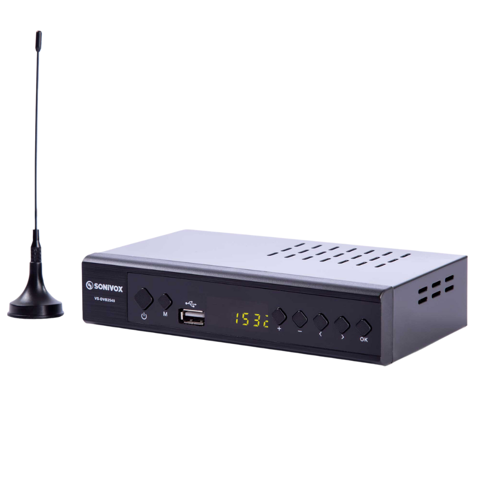 Decodificador TDT Sonivox DVB-T2 Full HD HDMI RCA USB Control Antena