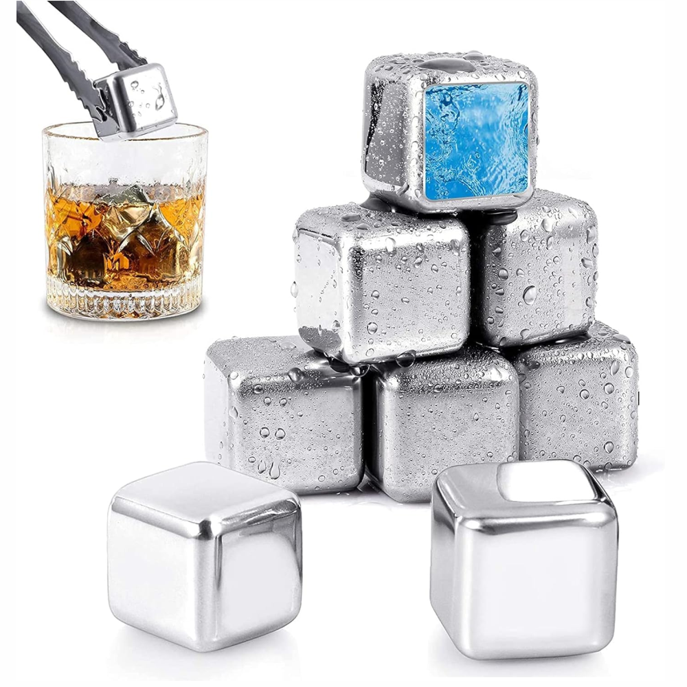 Cubos Hielo Acero Inoxidable 304 Reutilizables 8 Piezas Pinza Bandeja