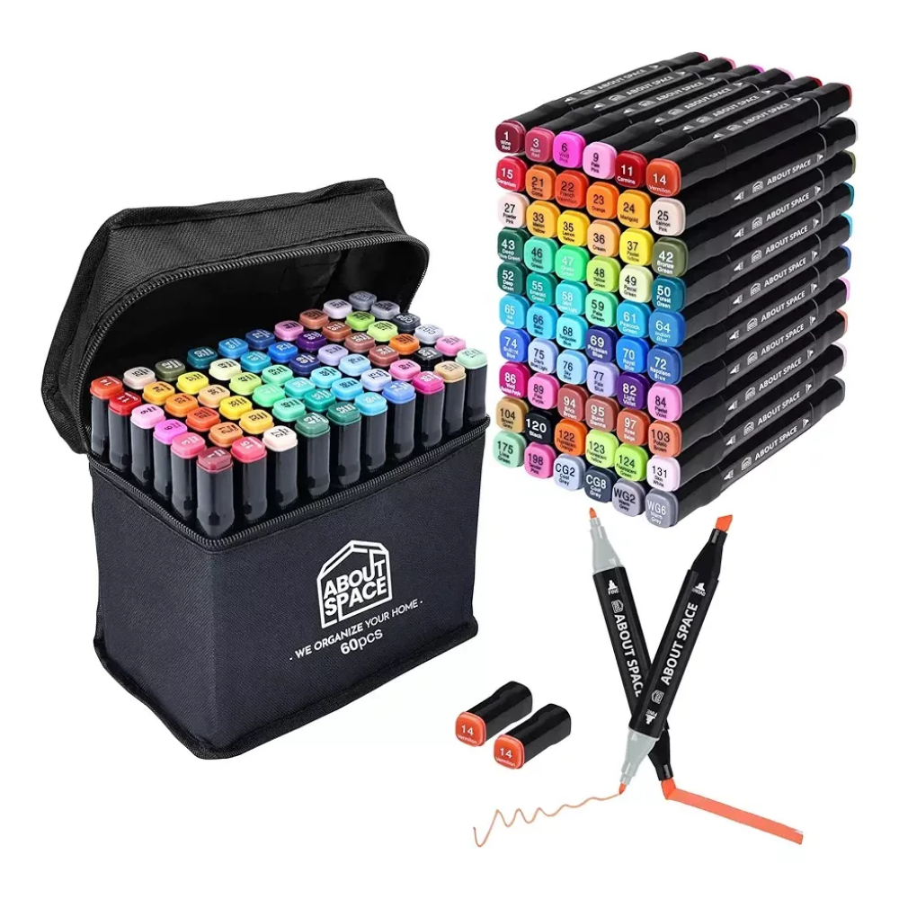 Marcadores Doble Punta Plumones Caja Colores Dibujo Lettering Estuche