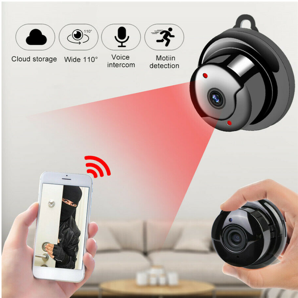 Mini Cámara Seguridad WiFi 1080P Visión Nocturna Interior Giratoria