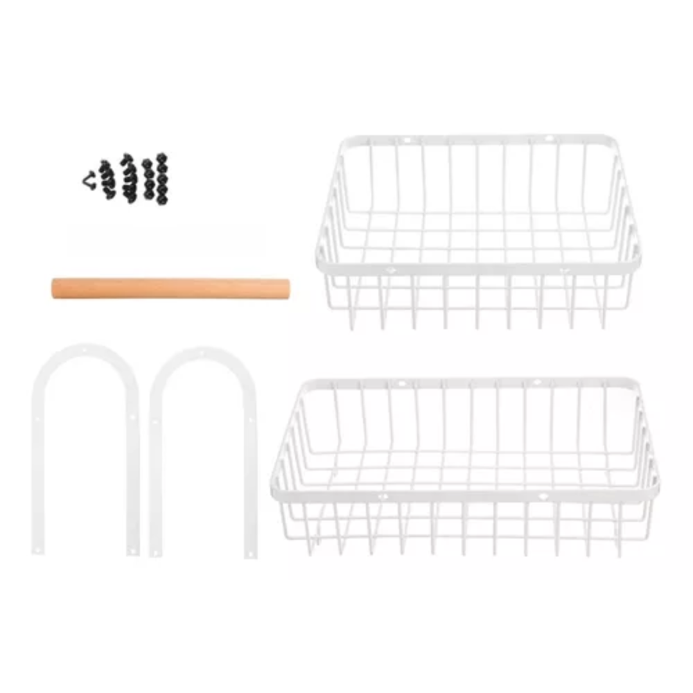 Frutero Canasta Metálica 2 Niveles Frutas Verduras Cocina Moderno Asa