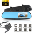 Espejo Retrovisor Cámara Doble Frontal Reversa Full HD 4.3 Pulgadas